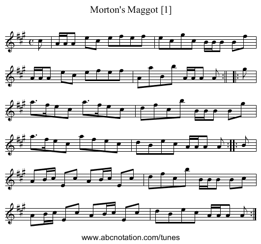 Morton's Maggot [1] - staff notation