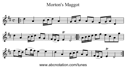 Morton's Maggot - staff notation