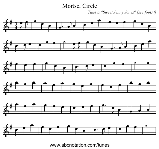 Mortsel Circle - staff notation