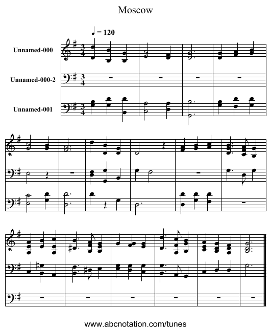 Moscow - staff notation
