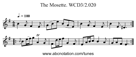 Mosette. WCD3/2.020, The - staff notation