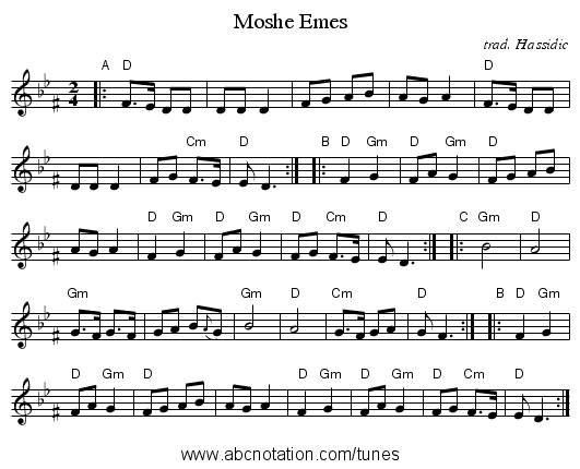 Moshe Emes - staff notation