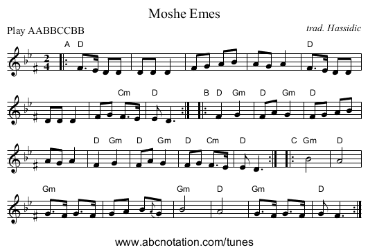Moshe Emes - staff notation
