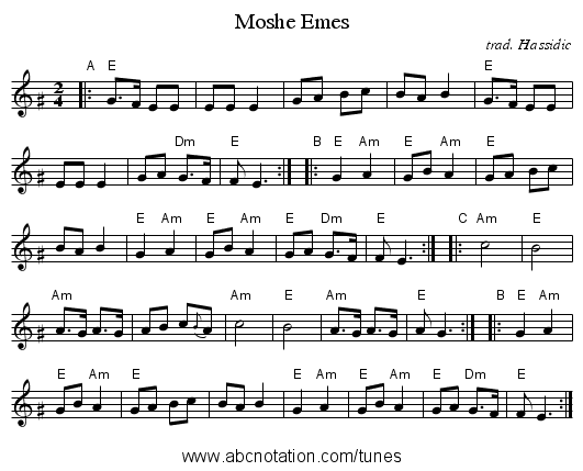Moshe Emes - staff notation