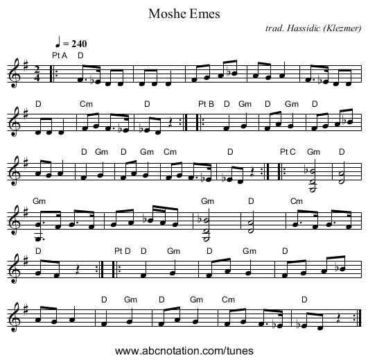 Moshe Emes - staff notation