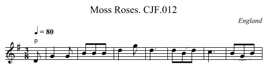 Moss Roses. CJF.012 - staff notation