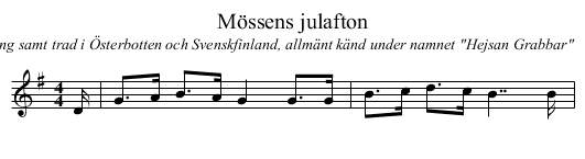 Mössens julafton - staff notation