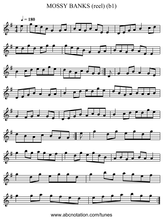 MOSSY BANKS (reel) (b1) - staff notation