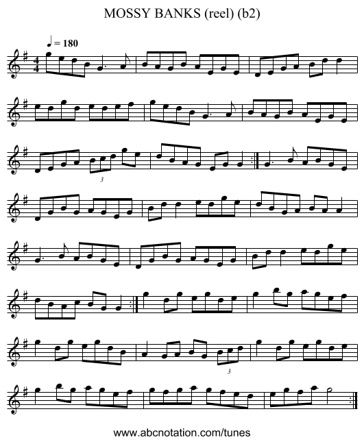 MOSSY BANKS (reel) (b2) - staff notation