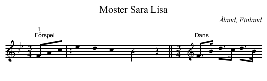 Moster Sara Lisa - staff notation