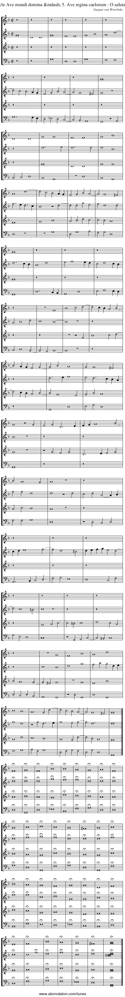 Motet cycle Ave mundi domina &mdash; 5. Ave regina caelorum : O salutaris hostia - staff notation