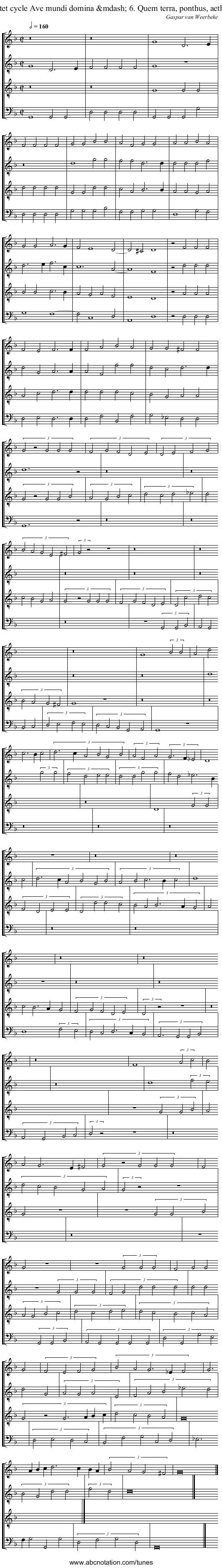 Motet cycle Ave mundi domina &mdash; 6. Quem terra, ponthus, aethera - staff notation