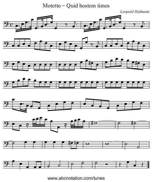 Motetto – Quid hostem times - staff notation