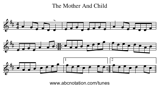 Mother And Child, The - staff notation