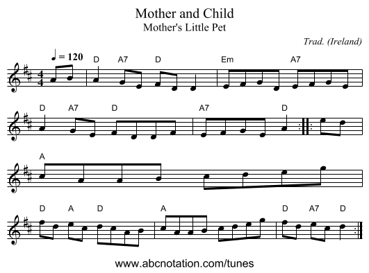 Mother and Child - staff notation