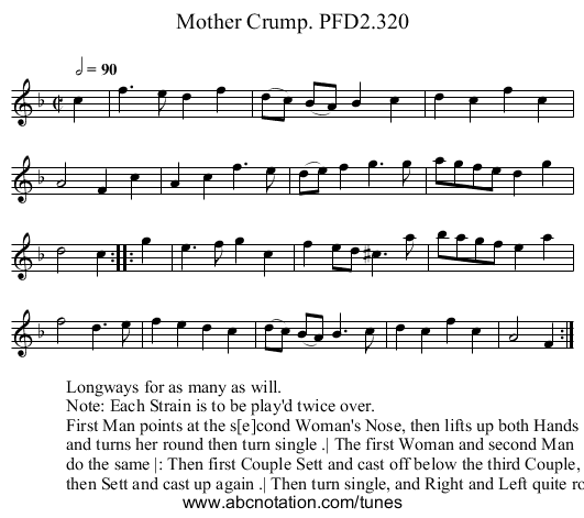 Mother Crump. PFD2.320 - staff notation