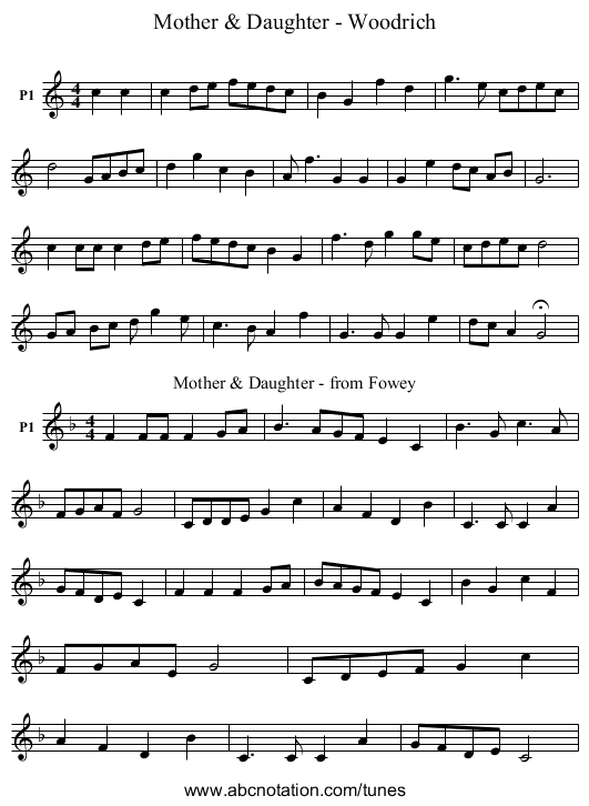 Mother & Daughter - Woodrich - staff notation