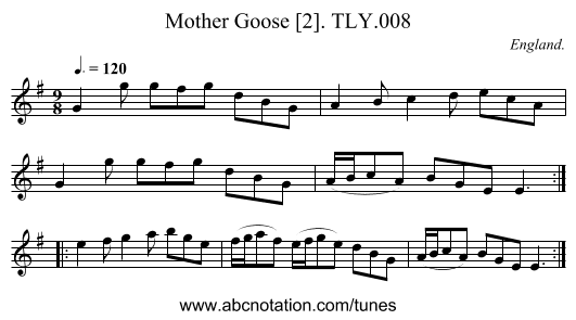Mother Goose [2]. TLY.008 - staff notation