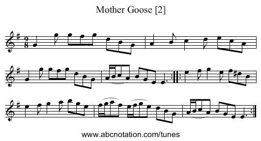 Mother Goose [2] - staff notation
