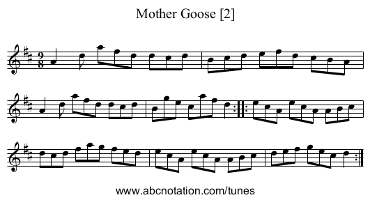 Mother Goose [2] - staff notation