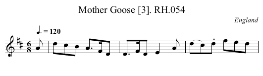 Mother Goose [3]. RH.054 - staff notation