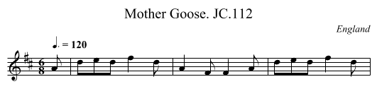 Mother Goose. JC.112 - staff notation