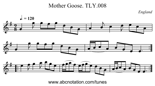 Mother Goose. TLY.008 - staff notation