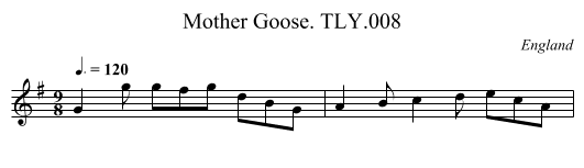 Mother Goose. TLY.008 - staff notation