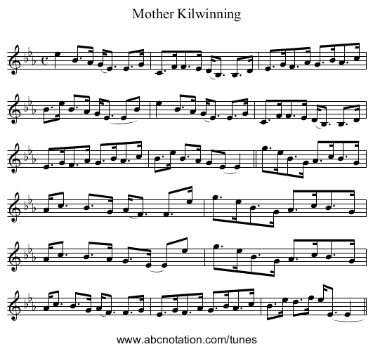 Mother Kilwinning - staff notation