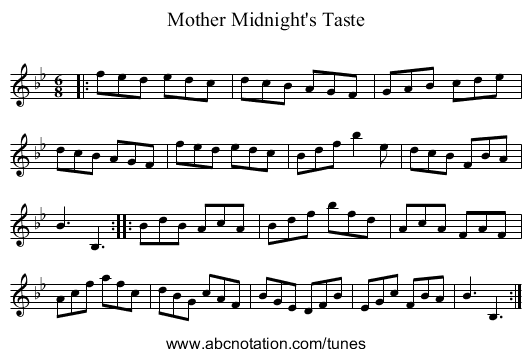 Mother Midnight's Taste - staff notation