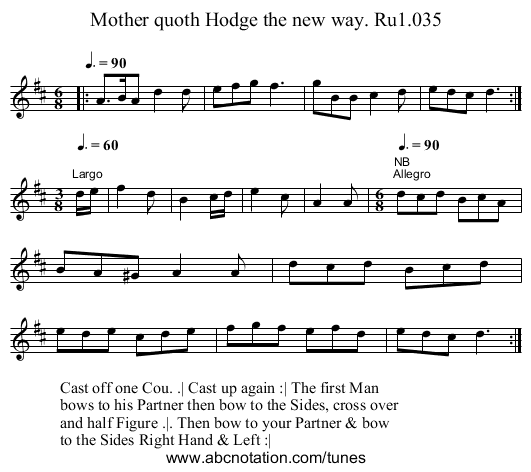 Mother quoth Hodge the new way. Ru1.035 - staff notation