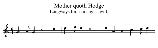 Mother quoth Hodge - staff notation