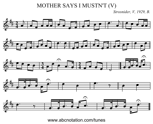 MOTHER SAYS I MUSTN'T (V) - staff notation