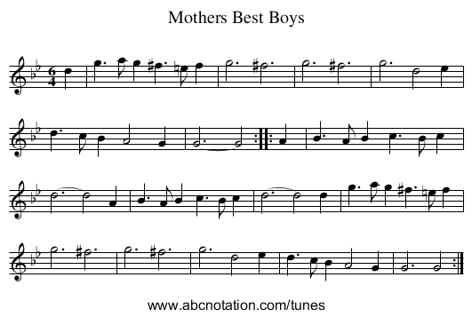 Mothers Best Boys - staff notation