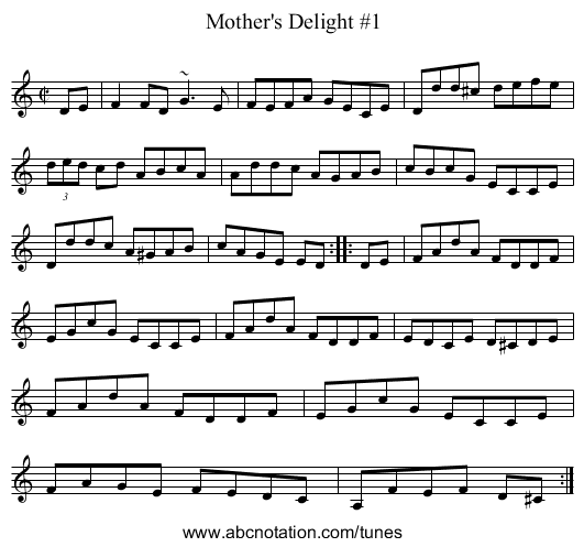 Mother's Delight #1 - staff notation