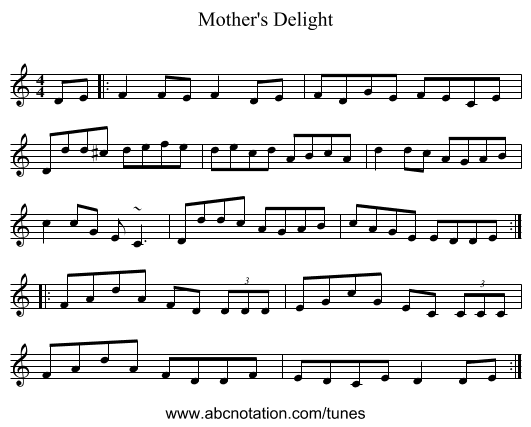 Mother's Delight - staff notation