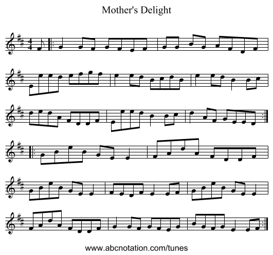 Mother's Delight - staff notation