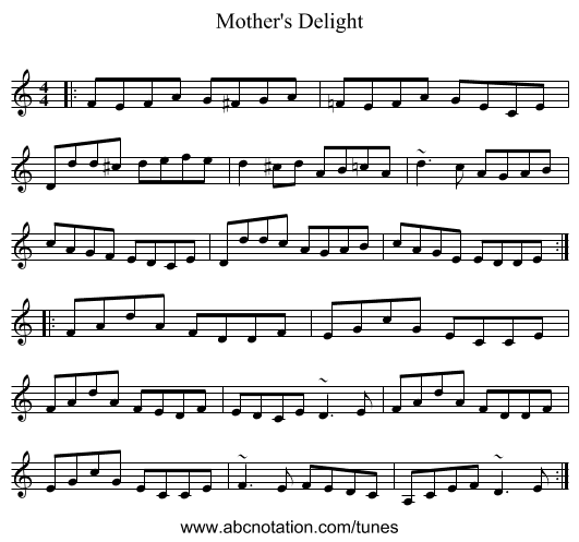 Mother's Delight - staff notation