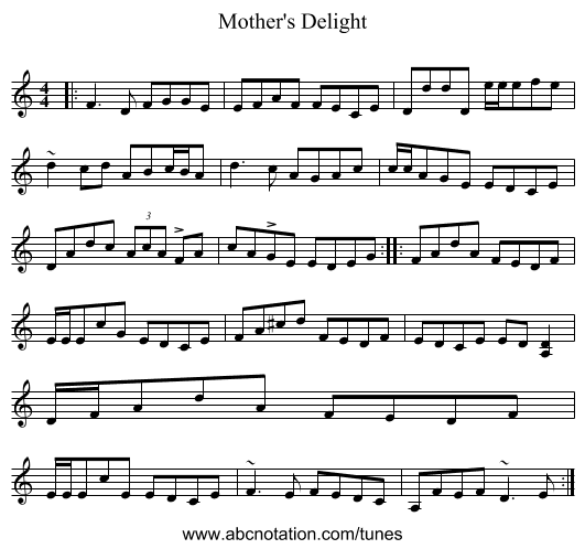 Mother's Delight - staff notation