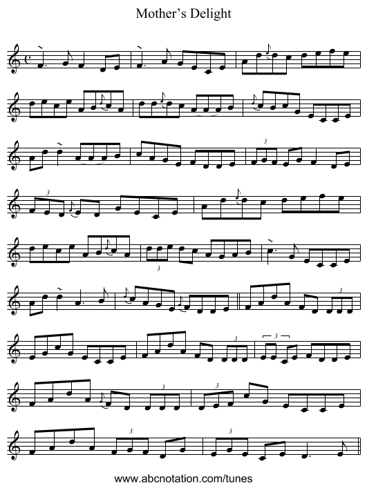 Mother’s Delight - staff notation