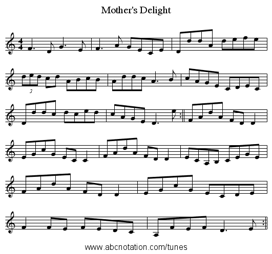 Mother's Delight - staff notation