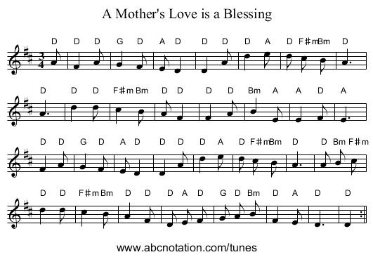 Mother's Love is a Blessing, A - staff notation