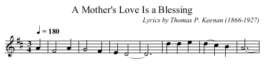 Mother's Love Is a Blessing, A  - staff notation