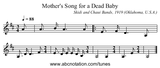 Mother's Song for a Dead Baby - staff notation