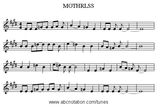 MOTHRLSS - staff notation