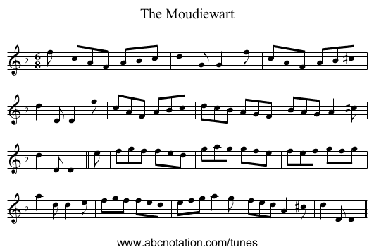 Moudiewart, The - staff notation