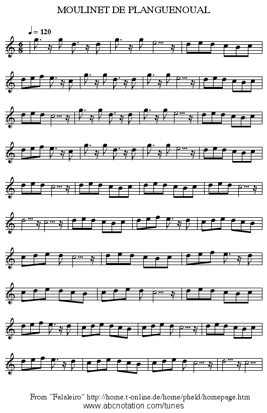 MOULINET DE PLANGUENOUAL - staff notation