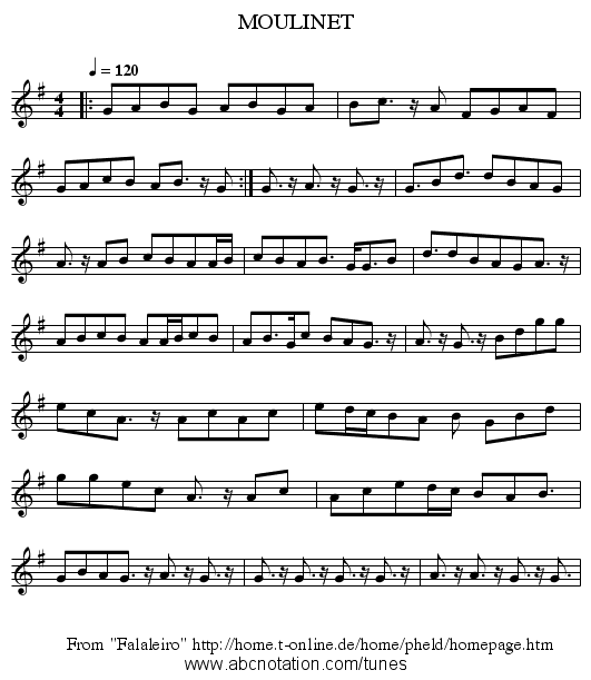 MOULINET - staff notation