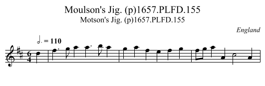 Moulson's Jig. (p)1657.PLFD.155 - staff notation