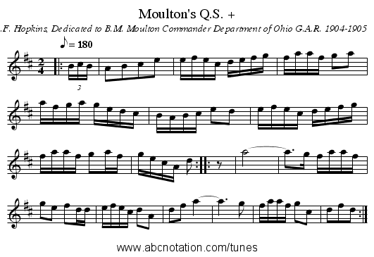 Moulton's Q.S. + - staff notation